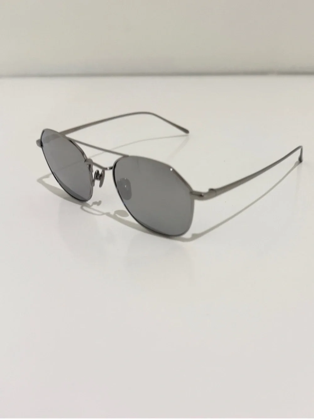 Linda Farrow Dante LFL977 Sunglasses 22K White Gold Aviator NIB Full Set